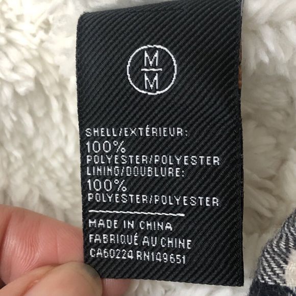 David Bitton Buffalo Brown Plaid Flannel Button Up Shacket Mens Medium Fleece - Picture 6 of 13